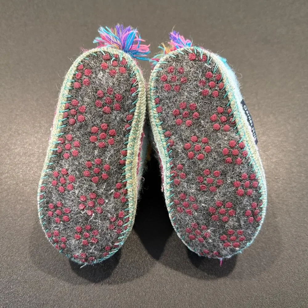 Garnet Hill Unicorn Wool Slippers, Blue, Toddler Size 5C